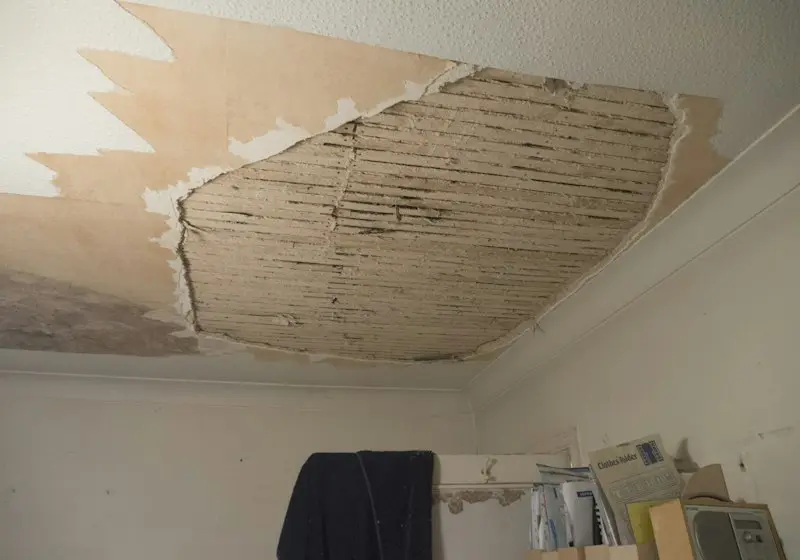 Water stain on a ceiling from a hidden leak